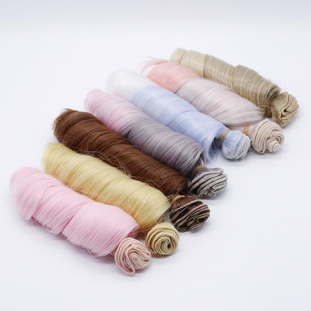 Bộ Tóc Giả Xoăn Màu Nâu Đen Tự Nhiên Bằng Sợi Tổng Hợp Dành Cho Búp Bê