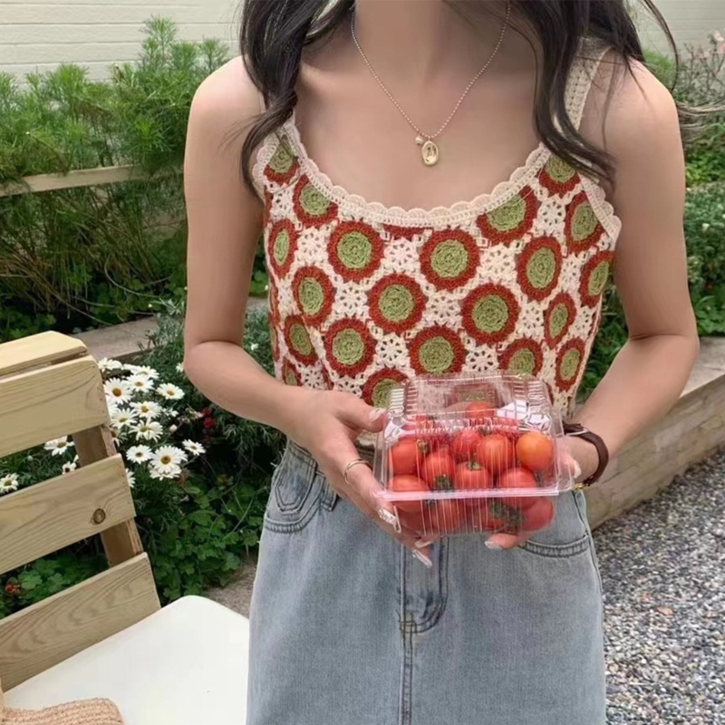 Áo Dệt Kim Hai Dây Không Tay In Hoa Phong Cách Boho Thời Trang Mùa Hè Cho Nữ