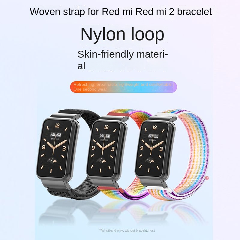 Phù Hợp Dây Đeo Thay Thế Chất Liệu Nylon Khóa Dán Thời Trang Cho Xiaomi Redmi Smart Band 2
