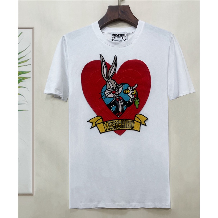 Áo Thun Nam Ngắn Tay Thêu Hình Thỏ Và Chữ love M0schin0 Size S-4XL