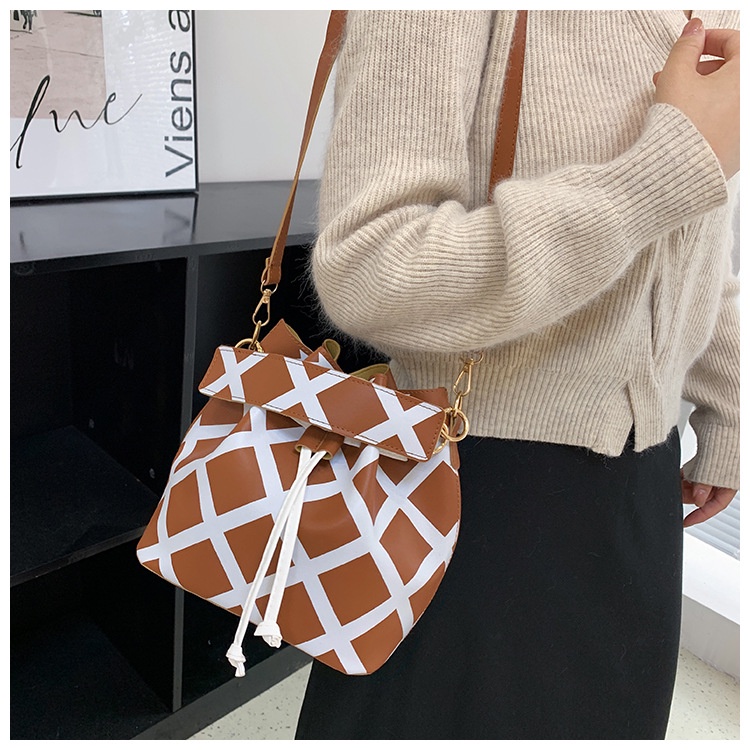 Túi Xách JASMIN NOIR Bucket Họa Tiết Sọc Caro Thiết Kế Đơn Giản Thời Trang Cho Nữ