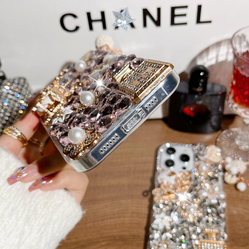 Ốp Điện Thoại Cho iPhone 14 Pro Max 13 12 11 Pro Max XS Max XR 7 8 6 6S Plus 13 12 Hình Chai Nước Hoa 3D Đính Đá Giả Lấp Lánh