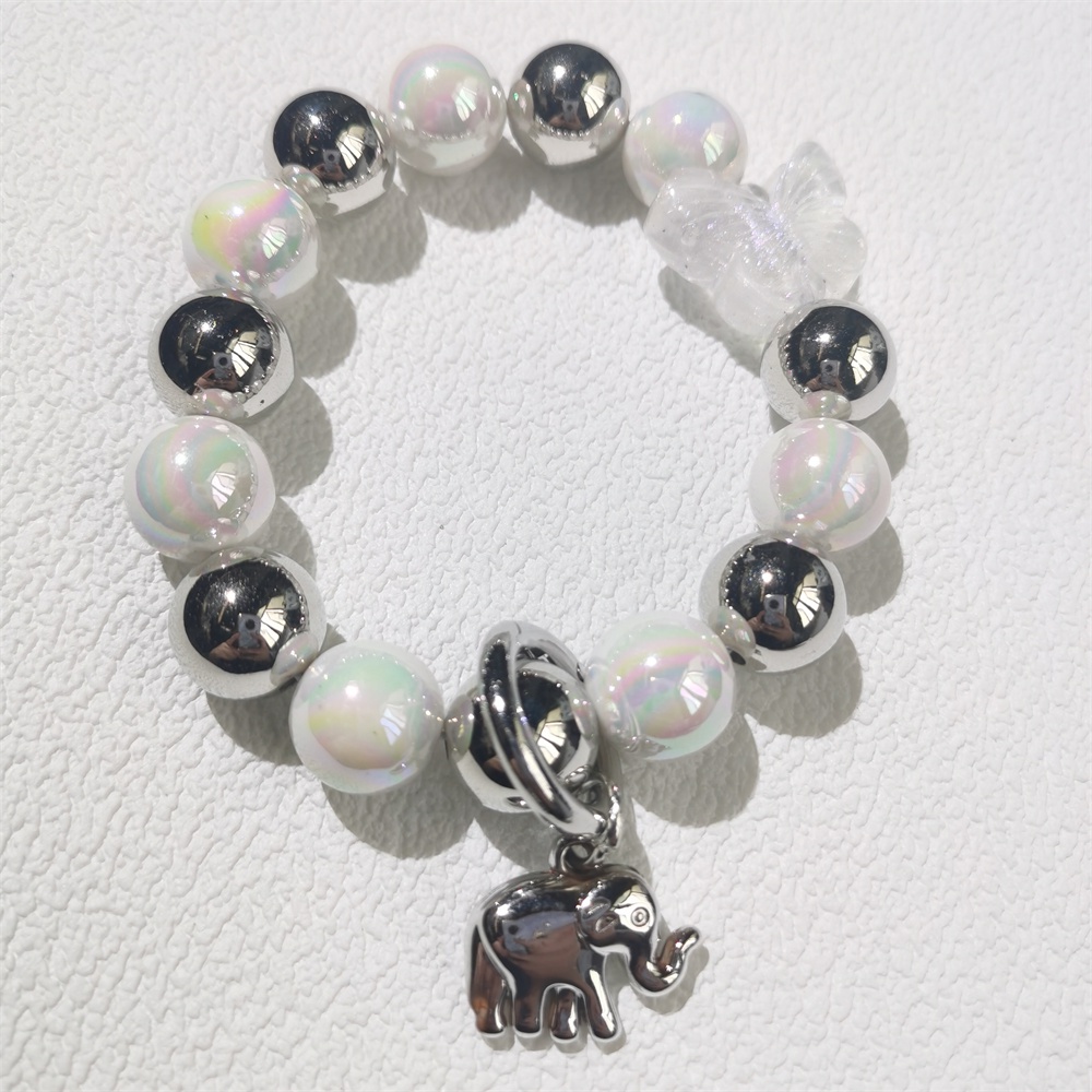 Dây Đeo Điện Thoại Di Động Dạng Chuỗi Hạt Acrylic Nhiều Màu Chống Thất Lạc Hình Chú Voi Dễ Thương