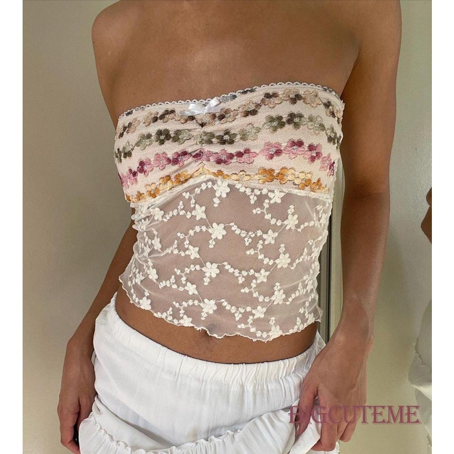 [] Áo Ống Phối Ren Hoa Cho Nữ