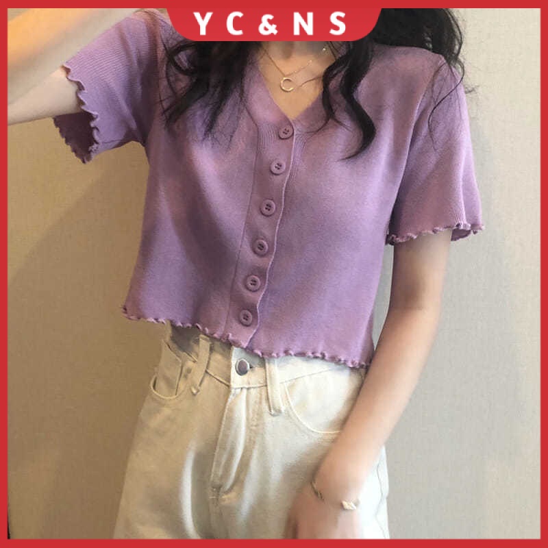 Áo Cardigan Cổ Chữ V Tay Ngắn Xinh Xắn Thời Trang Mùa Hè 2023 Cho Phụ Nữ