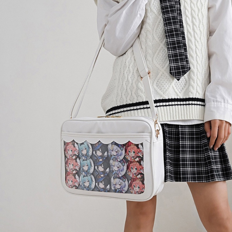 Túi Đeo Chéo Da PU Trong Suốt Phong Cách Harajuku Nhật Bản Cho Nữ