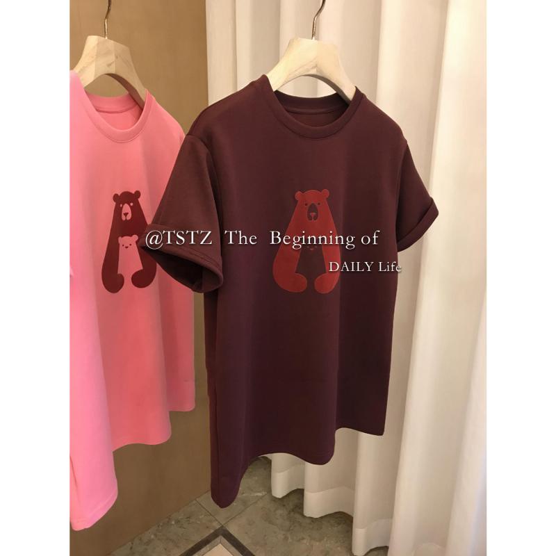 Áo Thun Tay Ngắn Hoạ Tiết In Thiết Kế Oversized Phong Cách Hàn Quốc