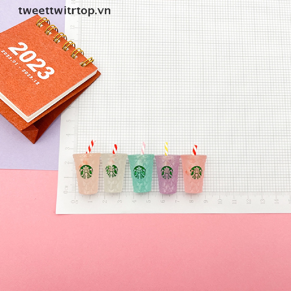 Set 2 Ly Nước Dạ Quang Mini Bằng Nhựa Resin Trang Trí Tiểu Cảnh