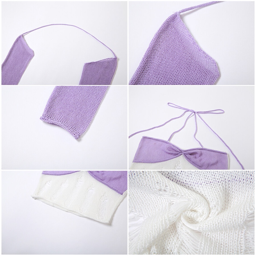 Áo Tank Top Dệt Kim Cổ Yếm Hở Lưng Thời Trang Đường Phố Mùa Hè Cho Nữ