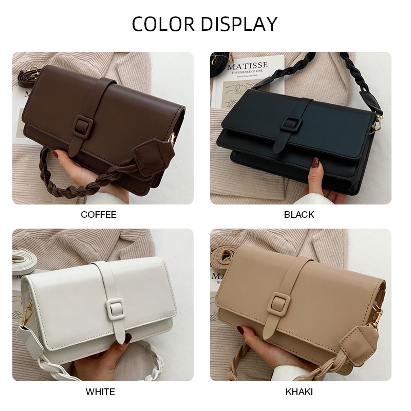 Mischa Túi Đeo Vai Hình Vuông Cỡ Nhỏ Bằng Da PU Màu Trơn Phong Cách retro Thời Trang Cao Cấp Dễ Phối Đồ