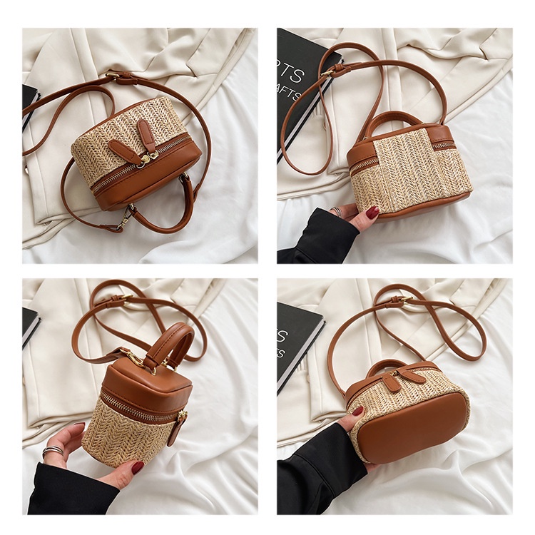 Túi Xách Cói Có Khóa Kéo Đựng Son Môi Màu Sắc Thời Trang Mới Cho Nữ