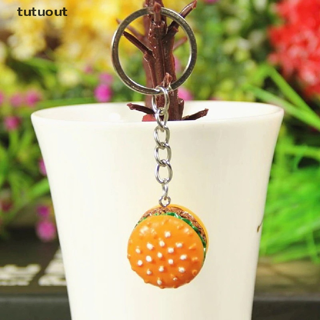 tutuout 1PC Cute Mini Simulation Food Key Chain Resin Cake Keychain Gift Pendant Decor VN