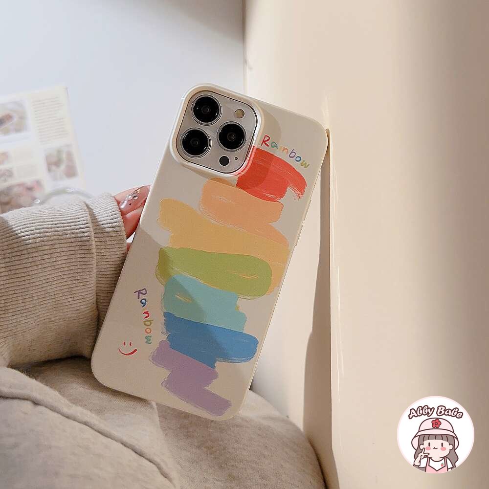 Ốp Điện Thoại TPU Mềm Bo Viền Chống Bụi Màu Cầu Vồng / Trắng Cho IPhone 14 Pro Max 13 12 11 Pro Max