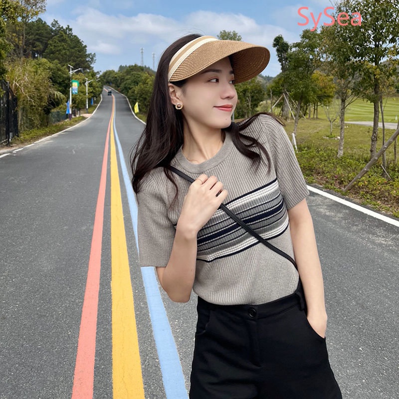 Áo Sơ Mi Ngắn Tay Kẻ Sọc Thời Trang Mùa Hè Hàn Quốc Cho Nữ