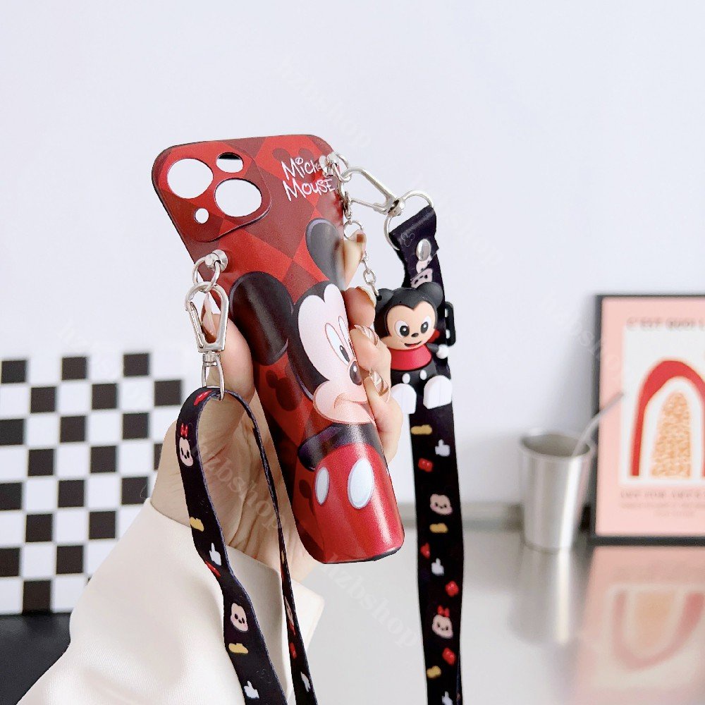 Ốp Điện Thoại Mềm In Hình Mickey / Minnie Có Dây Đeo Cho VIVO V25 V20 V15 V11 Pro V25E V21E V11i V9 V7 V5 S1