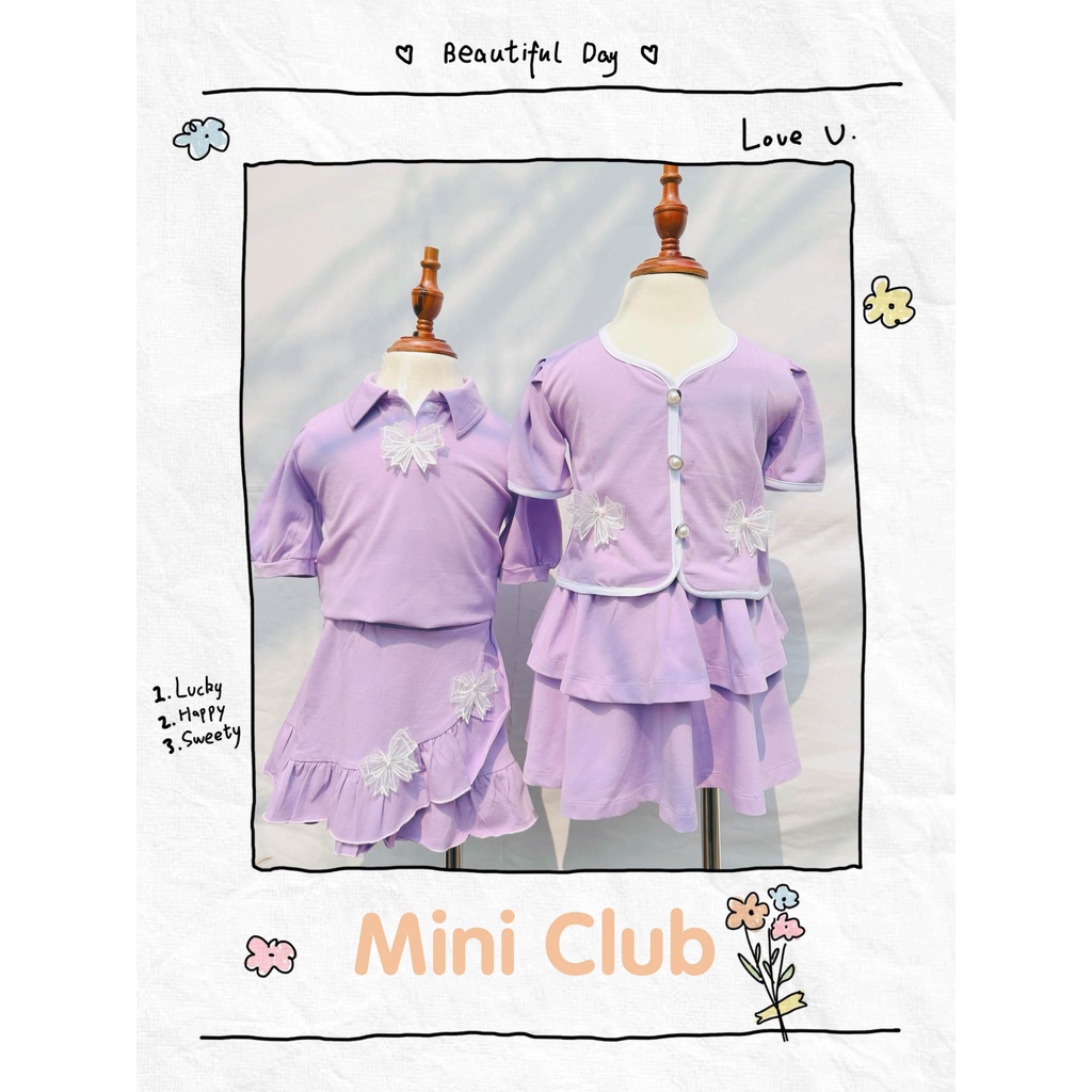 MỚI 2023 Set polo chân váy 100% cotton bé gái dịu dàng Hàn Quốc