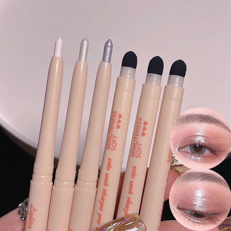 Bút Kẻ Mắt Kiêm Phấn Mắt Thiết Kế Hai Đầu Chống Thấm Nước Màu Lì Lấp Lánh