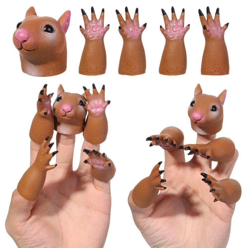 Đồ Chơi Búp Bê Ngón Tay Hình Chú Sóc / Mèo Hoạt Hình Mini Dễ Thương Cho Bé AARON1