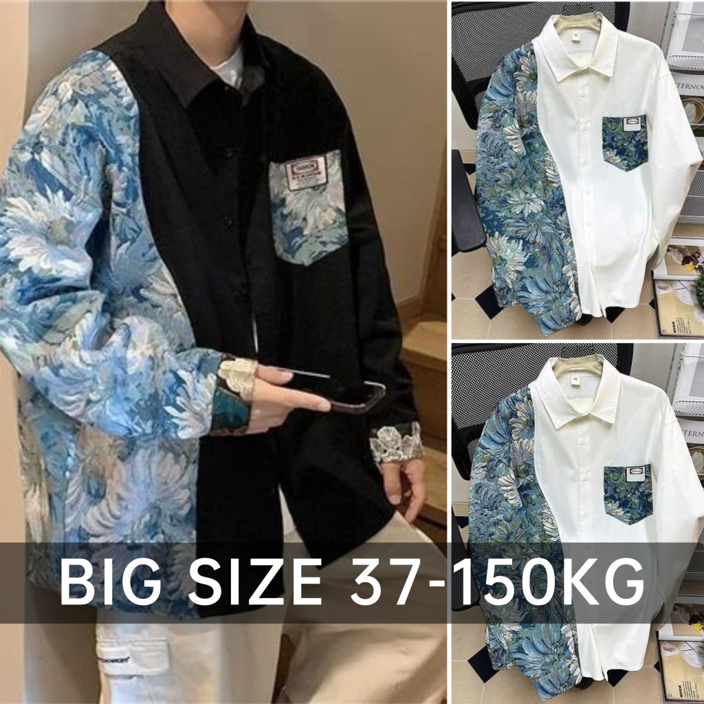< Size Lớn > Áo Khoác Nam Tay Dài Chắp Vá Thời Trang Mùa Thu Niche
