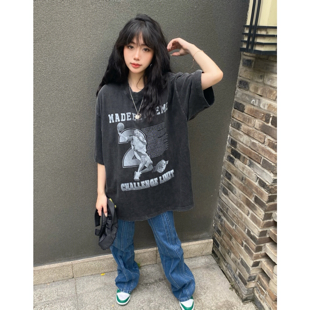 NRVP Áo Thun 100% Cotton Tay Ngắn Dáng Suông In Họa Tiết Hoạt Hình Phong Cách Hàn Quốc Cho Nữ