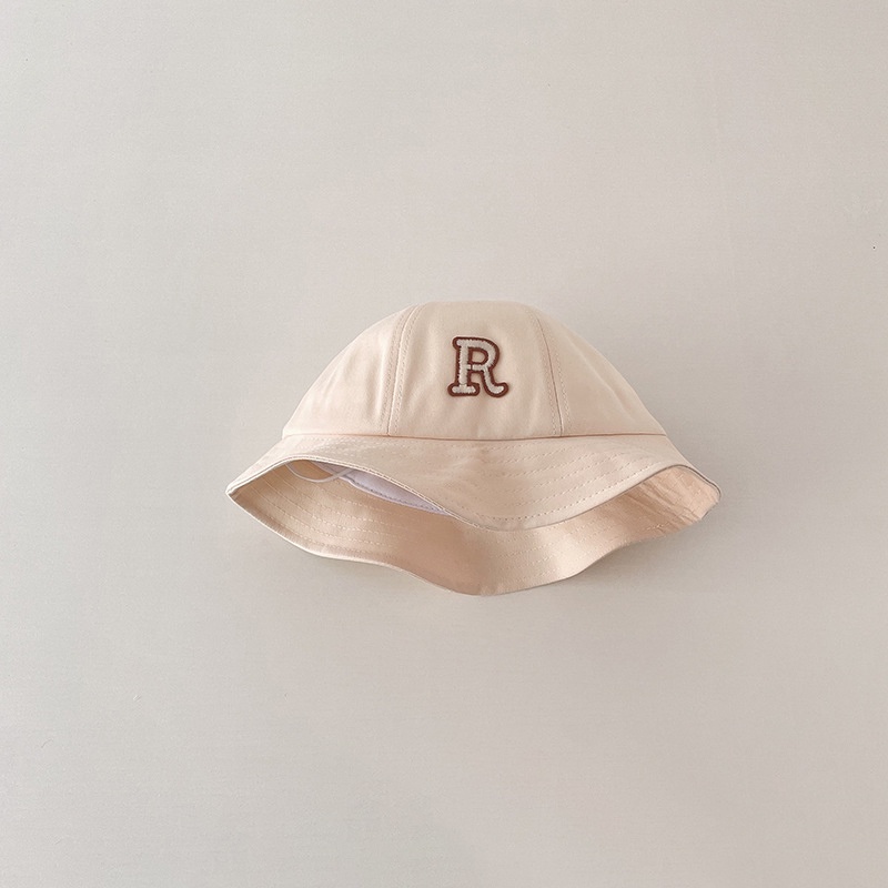 Mũ Ngư Dân Thể Thao Chống Nắng Màu Trơn In Chữ R Cho Bé Trai Và Bé Gái