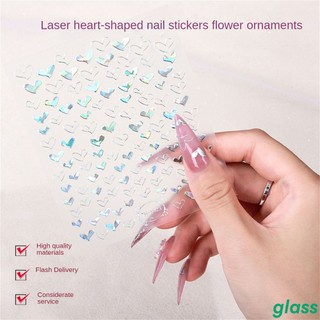Miếng dán móng tay phản quang hình trái tim / bướm 3D DIY cao cấp