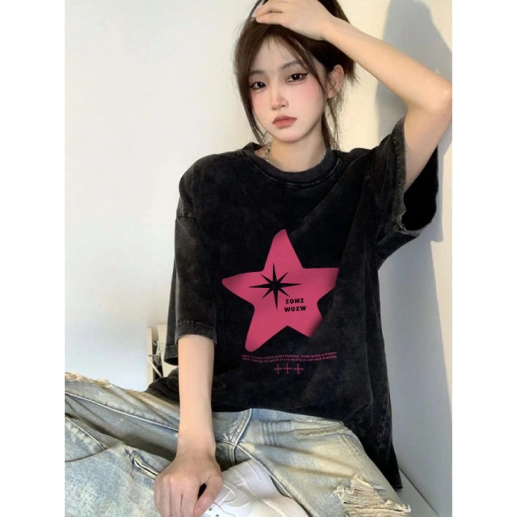 NRVP Áo Thun 100% Cotton Tay Ngắn Dáng Rộng In Họa Tiết Độc Đáo Phong Cách Hàn Quốc Thời Trang Cho Nam Và Nữ