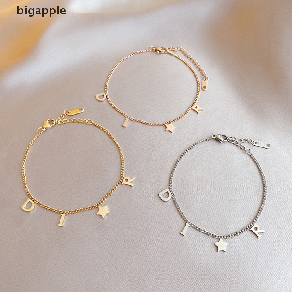 Vòng Đeo Tay Mặt Chữ Bằng Thép Không Gỉ Phong Cách Vintage Thời Trang Dành Cho Nữ