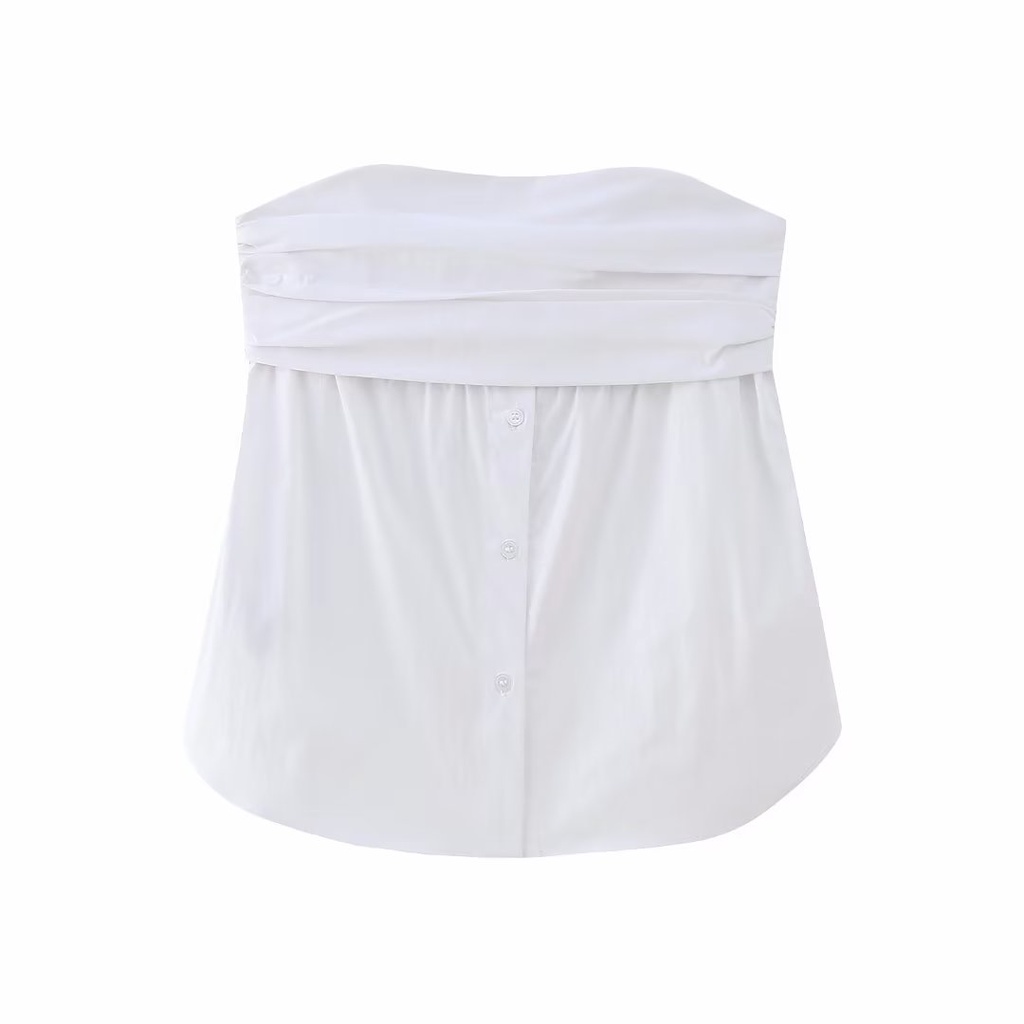 Áo Ống Xếp Ly Một Hàng Nút Bằng Lụa Co Giãn Phong Cách Âu Mỹ Zara Dành Cho Bạn Nữ Mặc Tại Nhà4661008