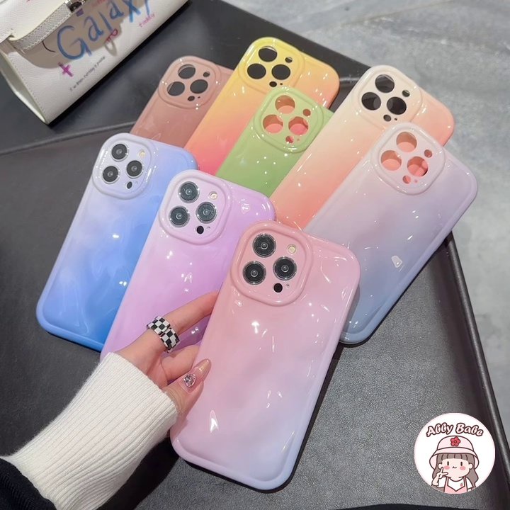 Ốp Điện Thoại TPU Mềm Bo Viền Chống Sốc Màu Gradient Bóng Sang Trọng Cho IPhone 14 Pro Max 13 12 11 Pro Max