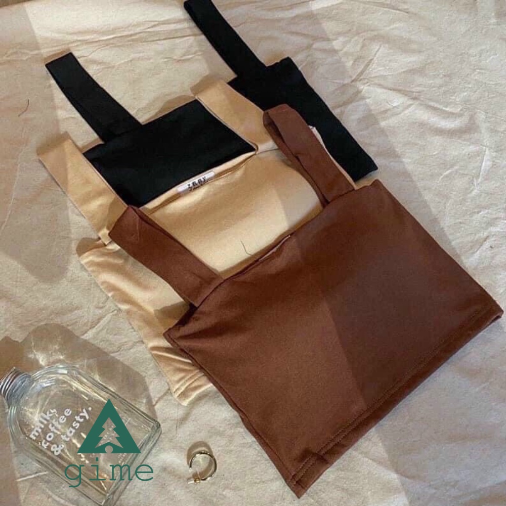 Áo 2 dây bản to , áo 2 dây croptop  chất Zip cao cấp co dãn 4 chiều màu đen màu trắng - không mút