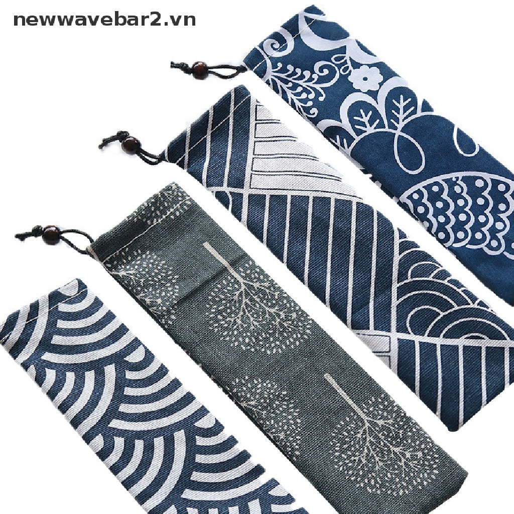 [Mới] Túi đựng dao kéo phong cách Nhật Bản Túi dây rút du lịch có thể tái sử dụng cho bộ đồ ăn nhà bếp Nĩa, Thìa, Đũa tre, Bàn chải làm sạch.