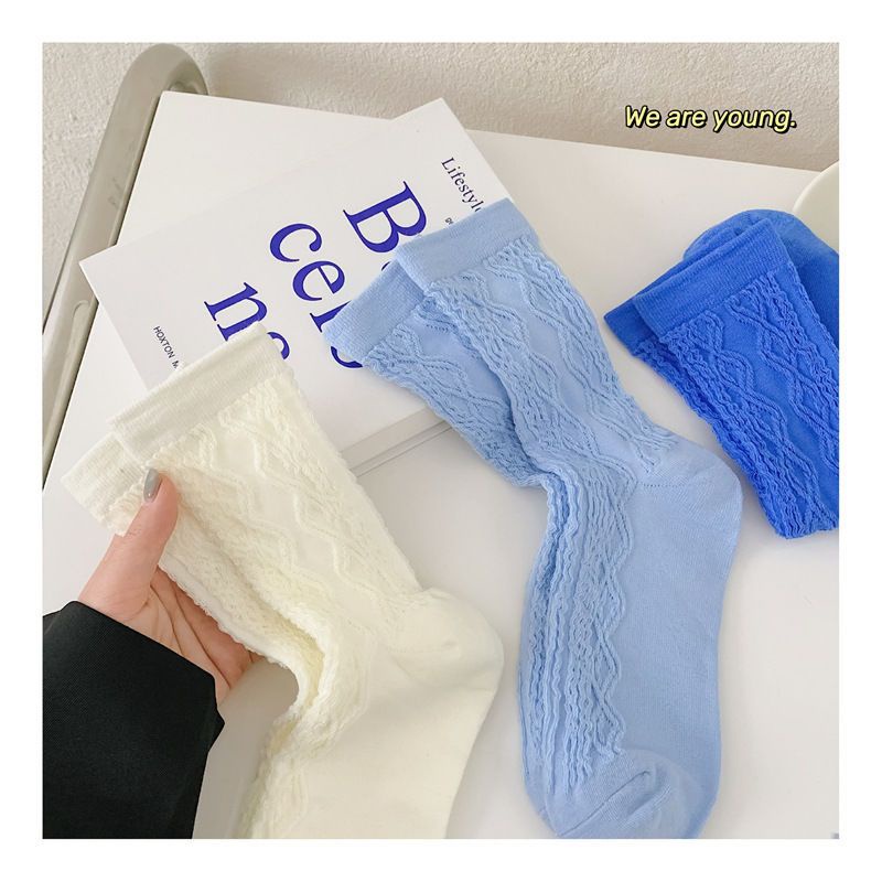 Hàng Mới Về Vớ Ống Mỏng Màu Trơn Họa Tiết Cây Gai Dầu Phong Cách Nhật Bản Thời Trang Xuân Hè Hàng Mới Về