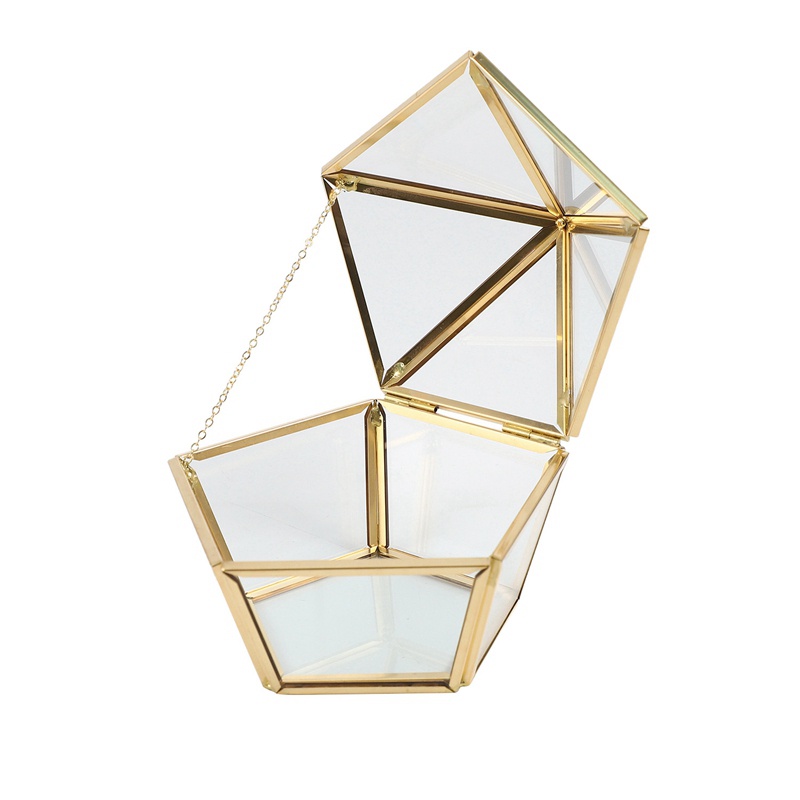 Hộp Kính Đựng Nhẫn Cưới Họa Tiết Hoa Bất Tử &amp; Hình Học