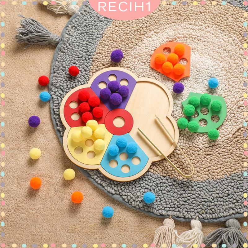 [Recih] Trò Chơi Hạt Gỗ Cảm Biến Kỹ Năng Động Cơ Mịn Phân Loại Montessori Giáo Dục Cho Bé