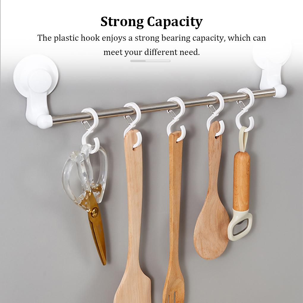 Set 8 Móc Treo Đồ Hình Chữ S Không Đục Lỗ Màu Trắng Tiện Dụng Cho Nhà Bếp / Phòng Tắm
