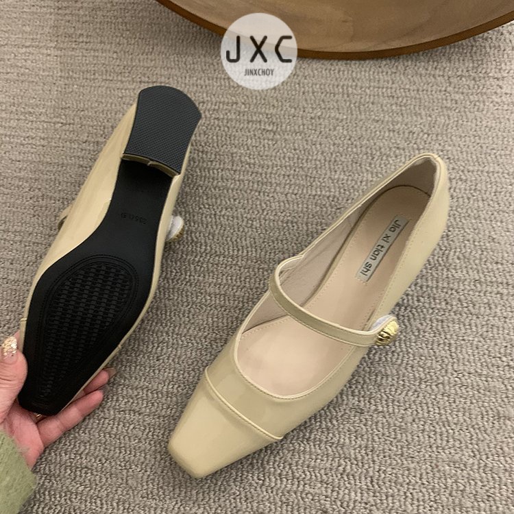 JINxCHOY Giày cao gót JINXCHOY mũi vuông thiết kế mới cao cấp thời trang xinh xắn dành cho nữ