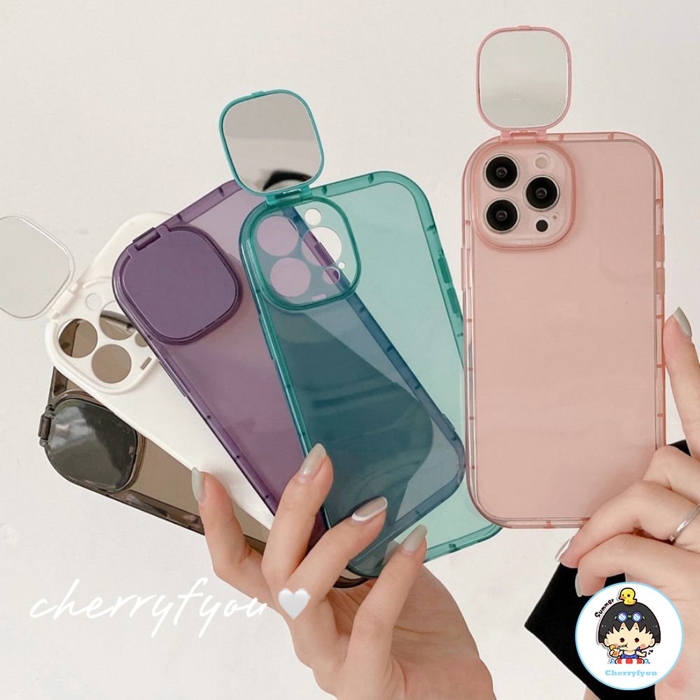 Ốp Điện Thoại Mềm Trong Suốt Chống Sốc Màu Kẹo Có Giá Đỡ Cho IPhone 14 13 Pro Max 12 11