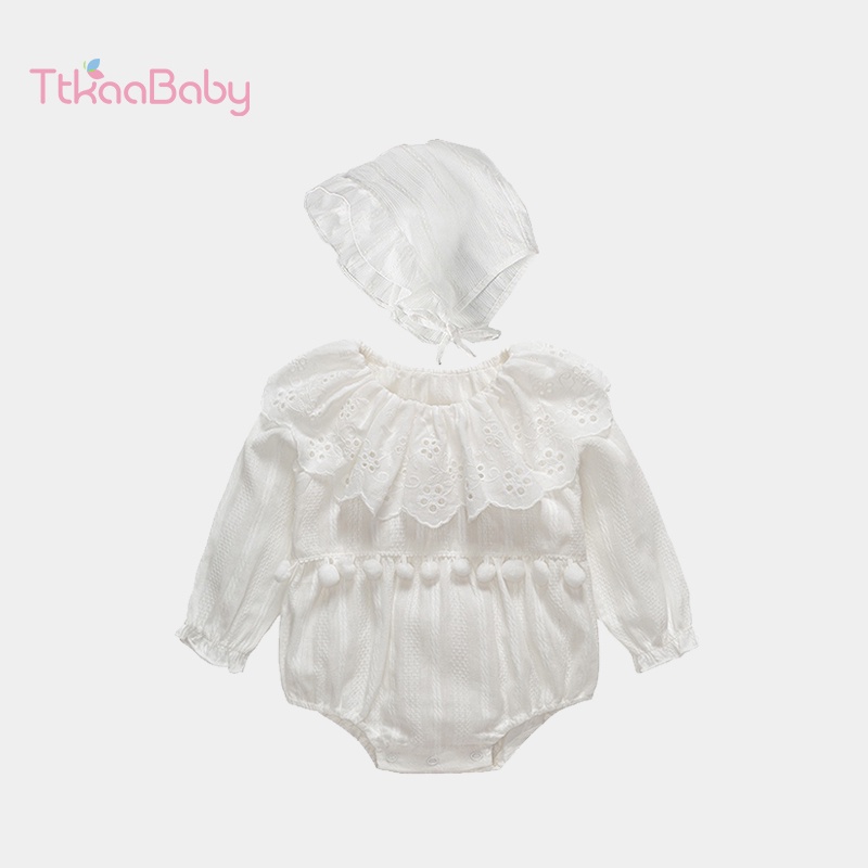 Áo liền quần TTKAABABY màu trắng/ hồng trơn thời trang xuân thu xinh xắn cho bé gái
