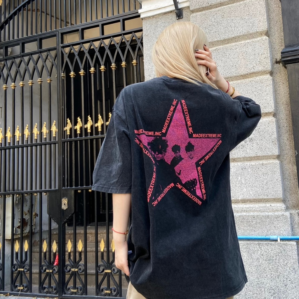 Áo thun NRVP 100% cotton tay ngắn dáng rộng in họa tiết độc đáo phong cách Hàn Quốc thời trang cho nam và nữ