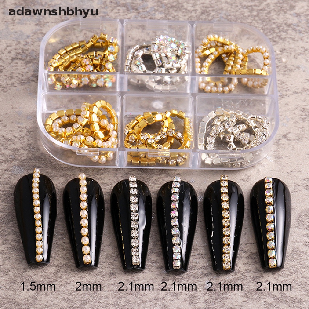 Phụ Kiện Dây Xích Đính Đá 3D Lấp Lánh Trang Trí Móng Tay DIY