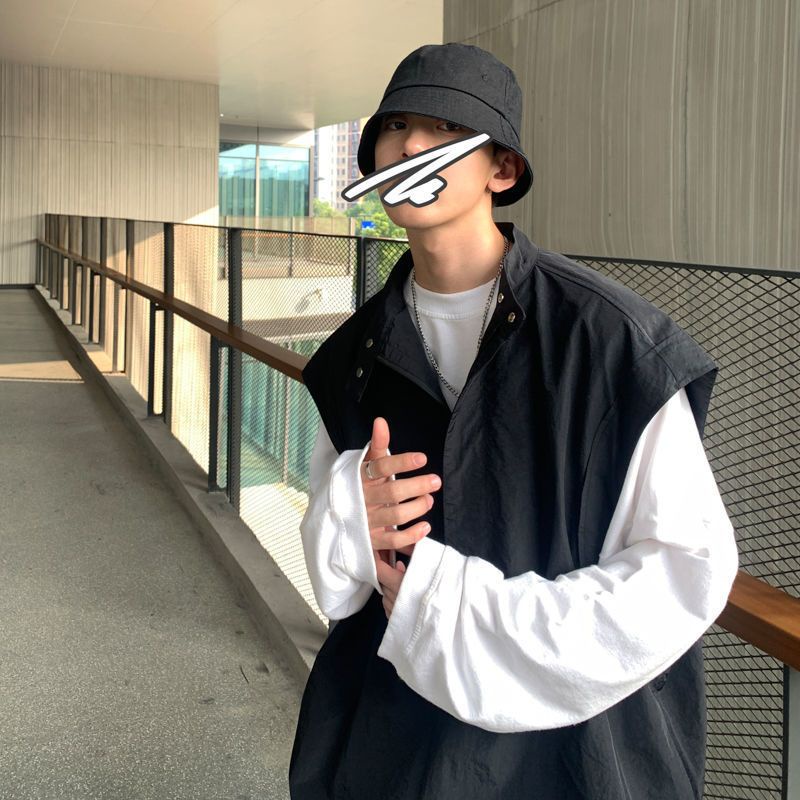 Áo Thun Sát Nách Có Khóa Kéo Phong Cách Hong Kong Thời Trang Mùa Hè Cho Nam