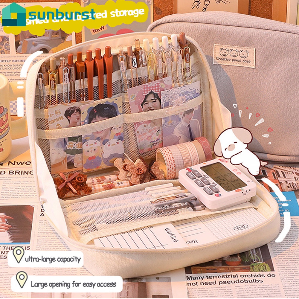 Túi Đựng Bút Chì Sức Chứa Lớn Kèm 90 Mẫu Mã Đa Dạng° Túi Đựng Mỹ Phẩm Nhiều Ngăn Bằng Vải Oxford Chất Lượng Cao