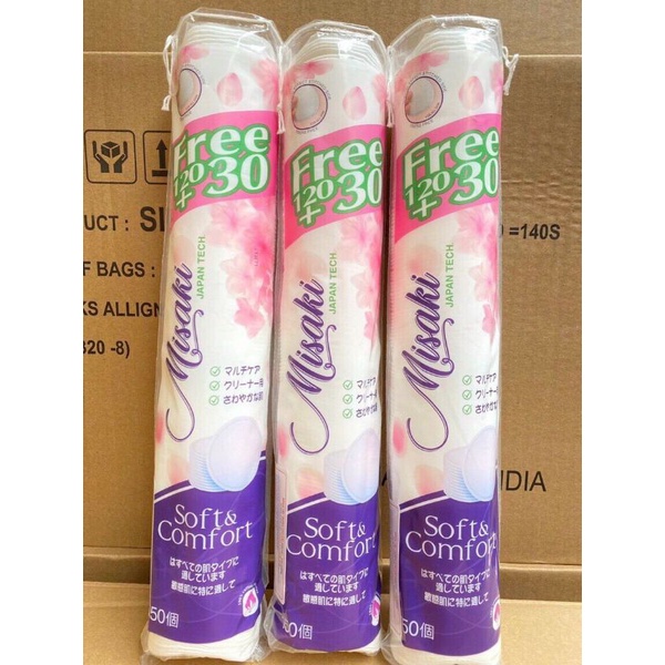 Bông tẩy trang cao cấp Misaki nhập khẩu nhật bản với thành phần 100 cotton tự nhiên
