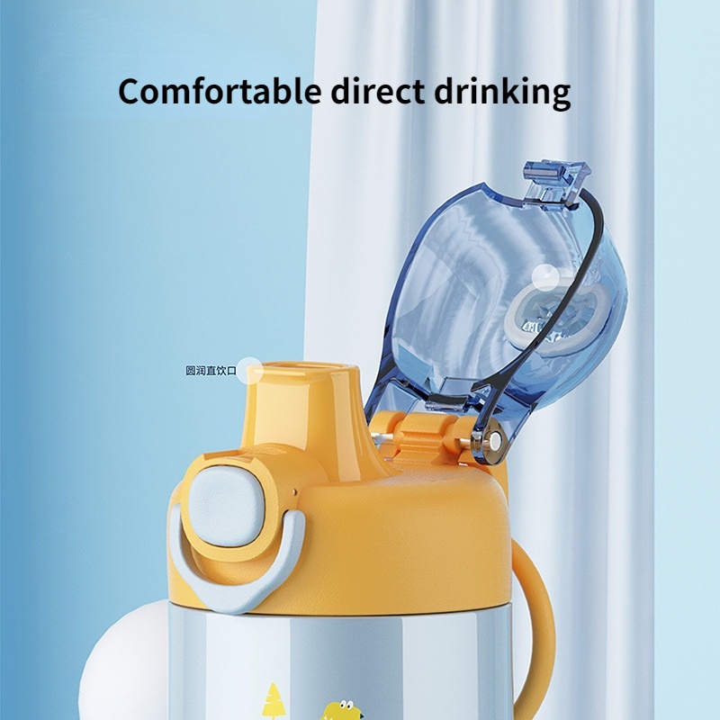 Bình Nước Giữ Nhiệt Bằng Thép Không Gỉ 304 350ml In Họa Tiết Hoạt Hình Dễ Thương Cho Bé