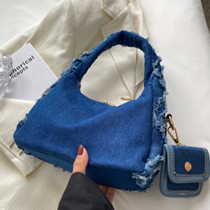 Ielgy retro niche Túi Xách Tay Bằng Vải canvas denim Đơn Giản Và Độc Đáo Cho Nữ