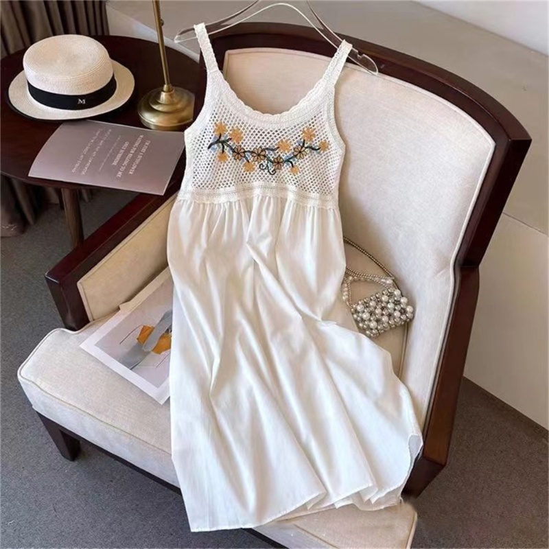 Đầm Hai Dây Thêu Họa Tiết Phong Cách Bohemian Thời Trang Mùa Hè Cho Nữ