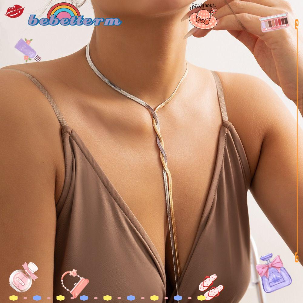 Vòng Cổ Choker Dây Xích Dài Mặt Phẳng Có Thể Điều Chỉnh Được Kiểu Dá