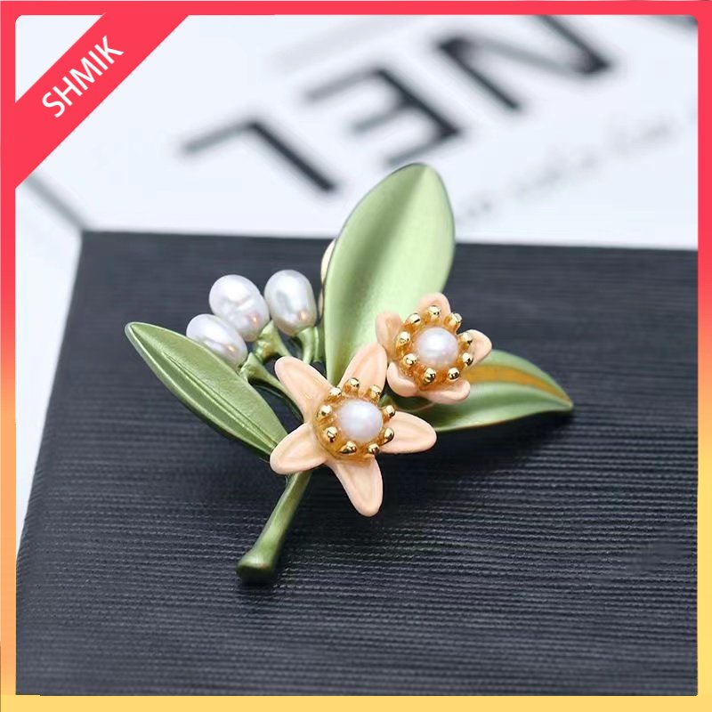 Ghim Cài Áo Hình Hoa Oải Hương / Hoa Hướng Dương Đính Ngọc Trai Giả Phong Cách Retro