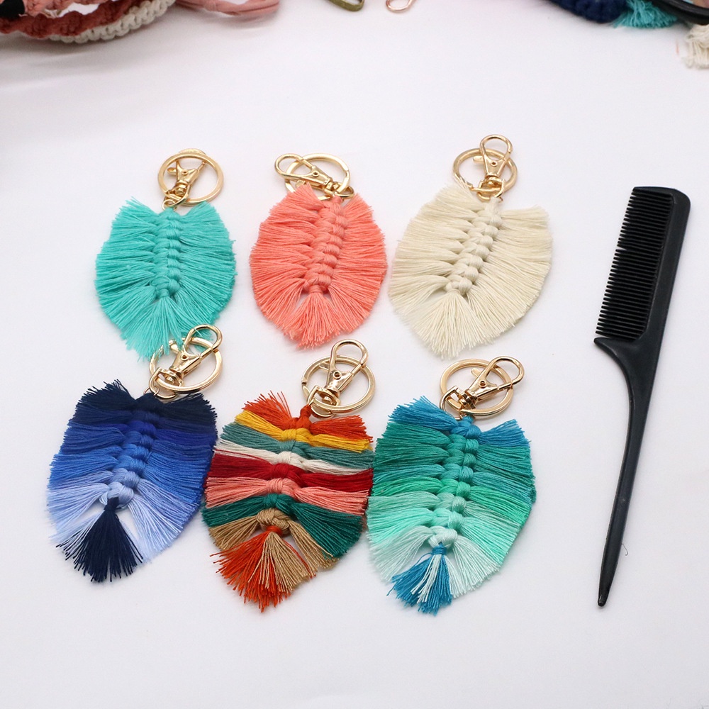 Móc Khóa Dây Tua Rua Nhiều Màu Sắc Phong Cách Boho Thời Trang
